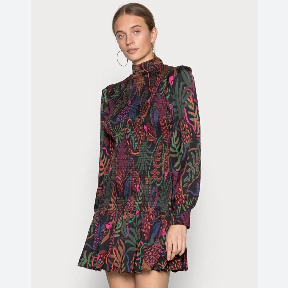 < Farm Rio Frutis Dream Drop Waist Mini Dress >